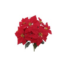 WEATHERPROOF Red Velvet Poinsettia Bush With 7 Heads From 8 to 11 Inches (Lot of 1 Bush) SALE ITEM